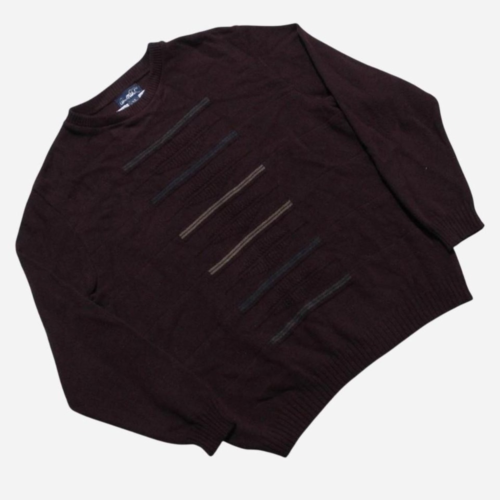 Mens Vintage Y2K Arnold Palmer 3D Knit Ribbed Burgundy Grandpa Pullover Sweater